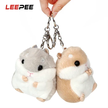 

LEEPEE Cute Hamster Key Chain Baubles Pendant Plush toys Decoration Animal Dolls Auto Keyring Car Key Ring Lovely Keychain
