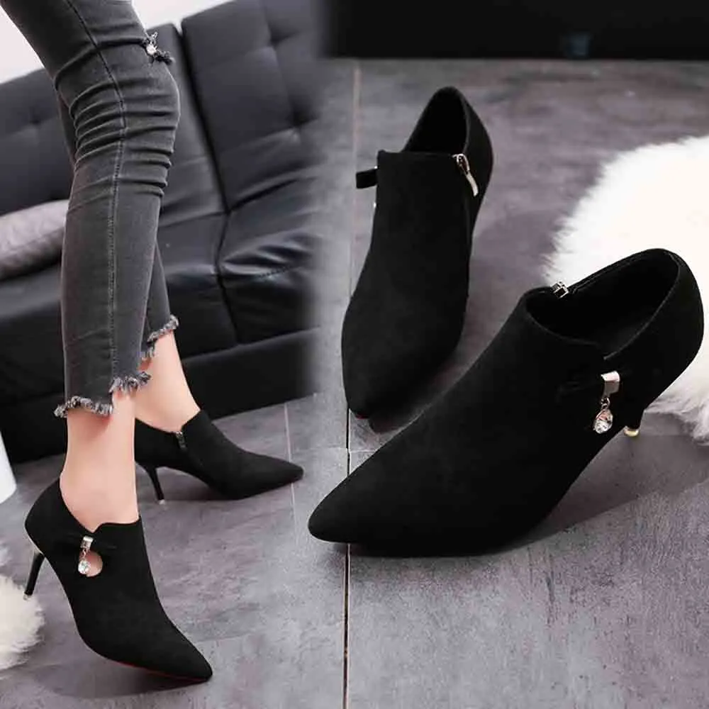 Fashion Women's Shoes Stiletto Pointed Scrubs Bare Boots Bow Ankle Boots Woman winter Lady Snow Boots Fashion Classic Hotsell