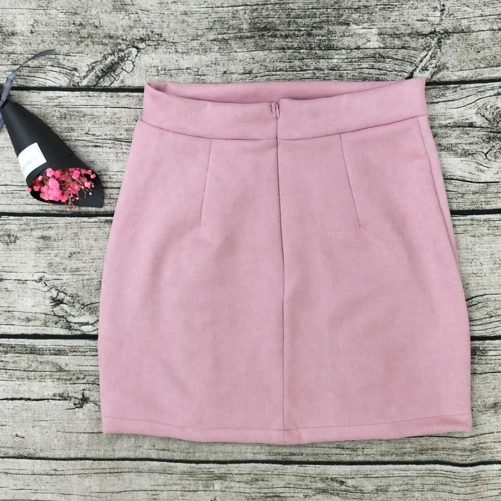 Летняя Новинка, открытая ажурная замшевая бандажная юбка с оленем, стильная модная женская облегающая юбка с высокой талией, сексуальная эластичная короткая юбка - Цвет: Розовый