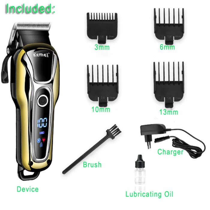 

2pcs Kemei KM-1990 Hair Trimmers Electric Rechargeable 5W Hair Clipper Haircut Styling Machine Cutting Electric Beard Razor