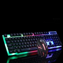 Wired Gaming Keyboard PC Rainbow Mouse Set Colorful LED Illuminated Backlit USB 1 M