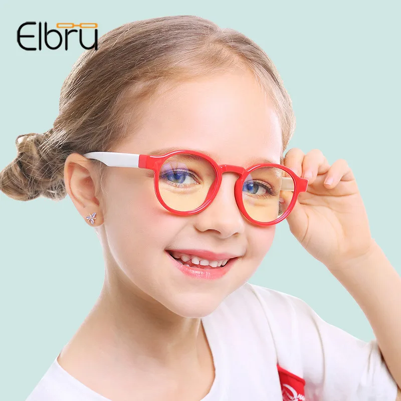 

Elbru 2019 New Children Anti-blue Light Silicone Glasses Brand Children Soft Frame Goggle Plain Glasses Kids Eye Fame Eywear