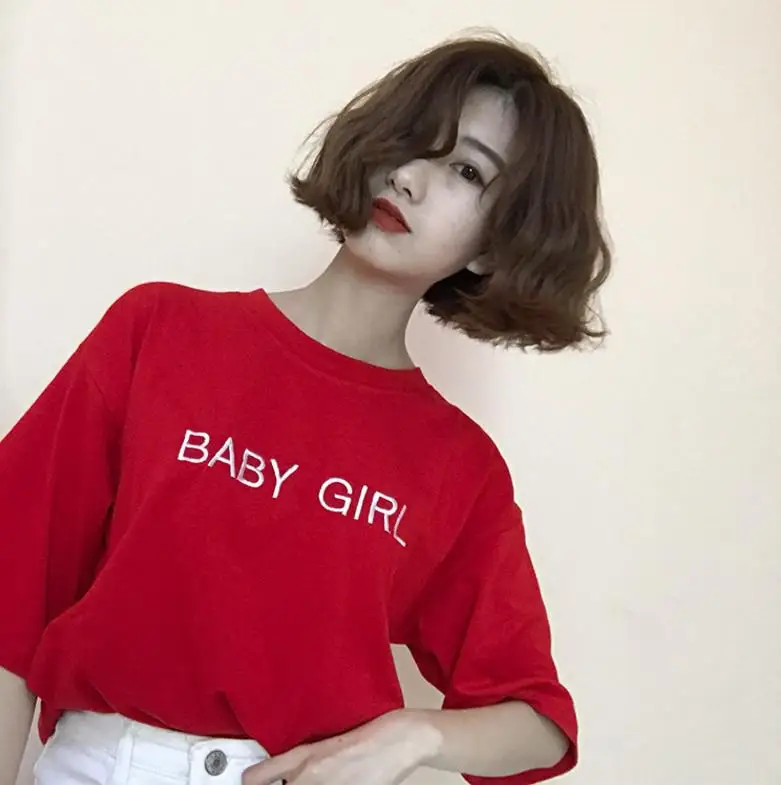

T shirt Red Summer Print Short Sleeve Tops Tees T shirt Women Clothing Fashion Casual Couple T Shirt