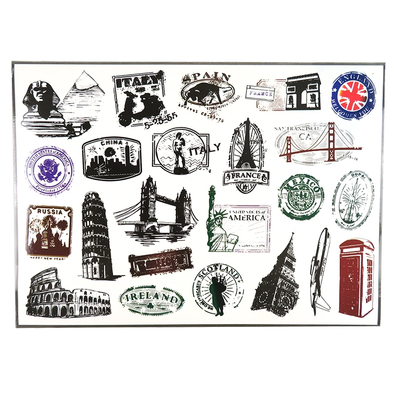 

1 Sheet World Famous Attractions Stickers for Luggage Laptop Skateboard Car Styling Home Decor Decals Cool Waterproof Sticker