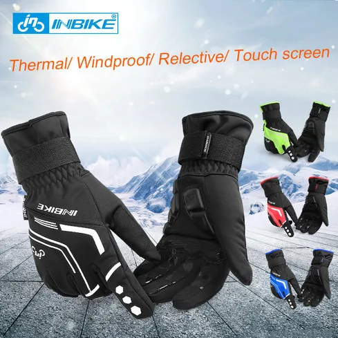 INBIKE 2018 Winter Cycling Gloves Gel Padded Thermal Full Finger Bike Bicycle Gloves Touch Screen Windproof Men's Gloves GW969R