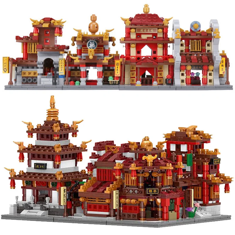 

Xingbao Chinese Street Compatible Legoingly Architecture House Shop Ancient Building Model Construction Blocks Toys For Children