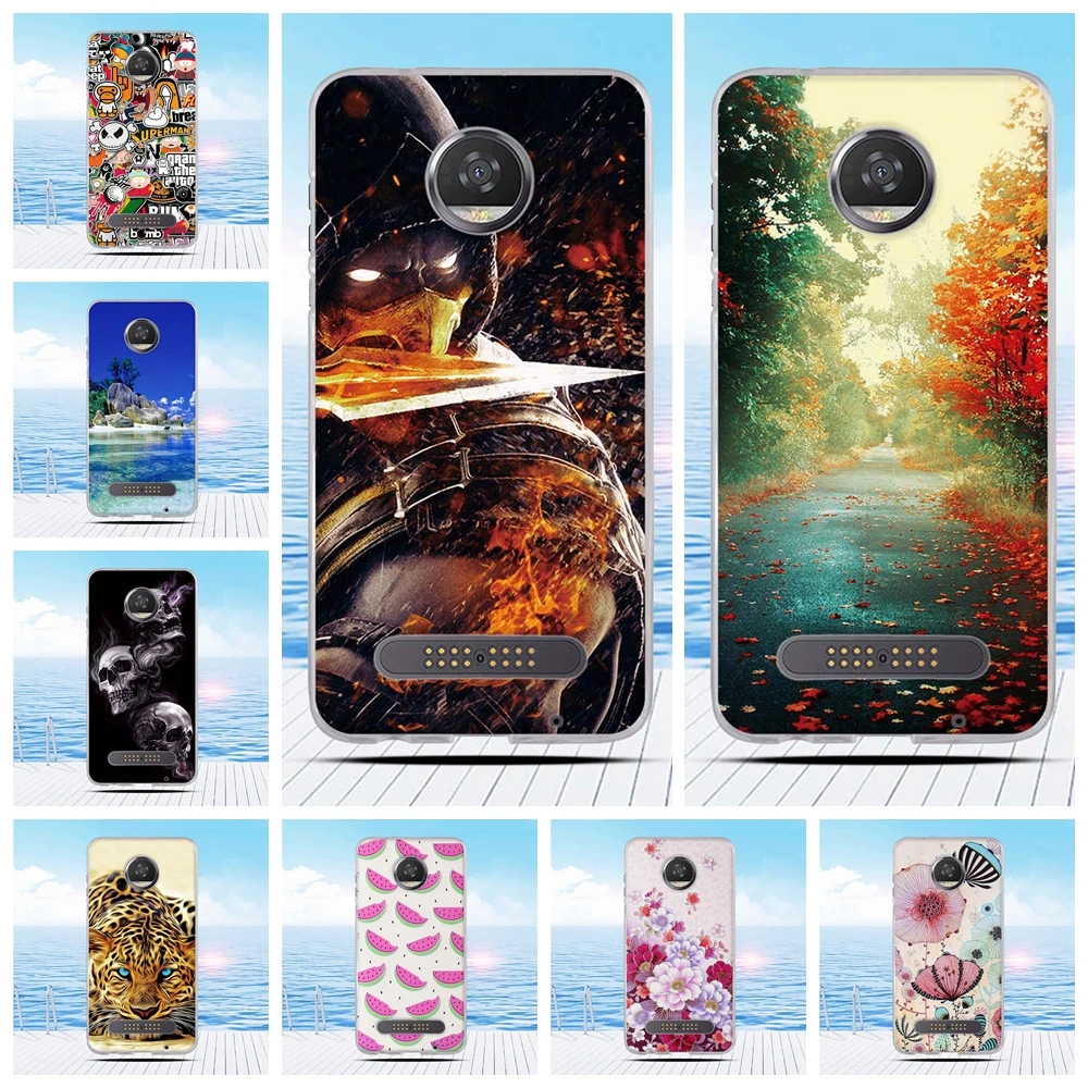 

For Motorola Moto Z2 Play Z Play (2nd Gen) Case Cartoon 3D Relief Printing Flower Back Cover TPU Soft Silicone Coque Capa Funda