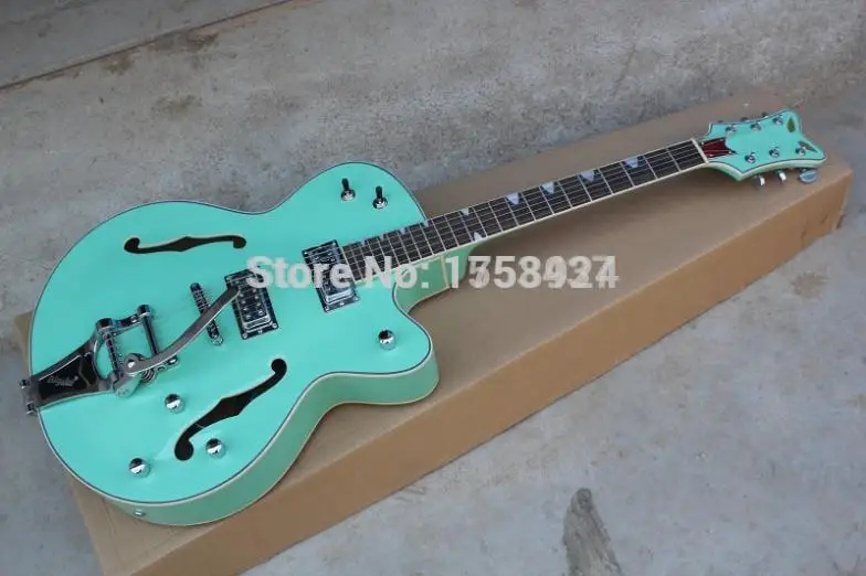 Бесплатная доставка Новое поступление 2017 года Одежда высшего качества Gretsch Сокол JAZZ Полу Bigsby тремоло зеленый гитары в наличии