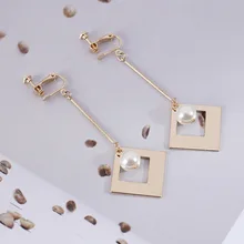 

Korean geometric earrings clip on earrings fashion earrings 2018 for women female screw earing