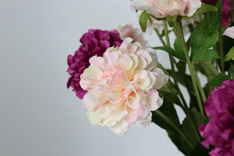 Flone 3 Heads Artificial Paeonia Flower Branch Simulation Silk Flowers Hydrangea Fake Flower Bouquet Home Party Decor Floral (13)