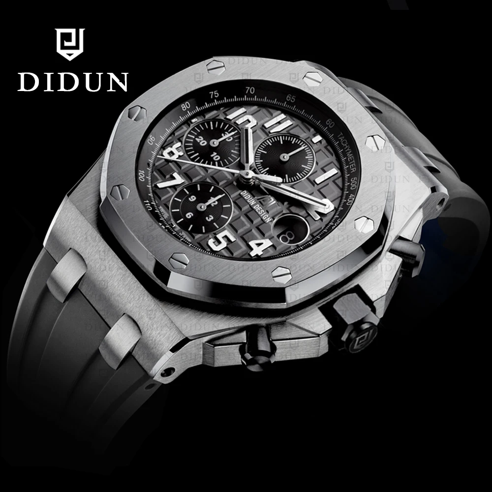 DIDUN watch  Men Top Brand Luxury Quartz Watch Rosegold Chronograph Watch Waterproof Wristwatch