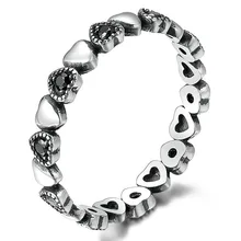 Новая мода Серебряный Цвет стекируемые кольцо в форме сердца черный CZBrand кольца для Для женщин украшения на свадьбу, годовщину Анель
