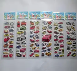 Смешанные 10 листов/партия мультфильм автомобиль выпуклые наклейки 3D транспортное средство Дети раннего обучения Фигурки игрушки