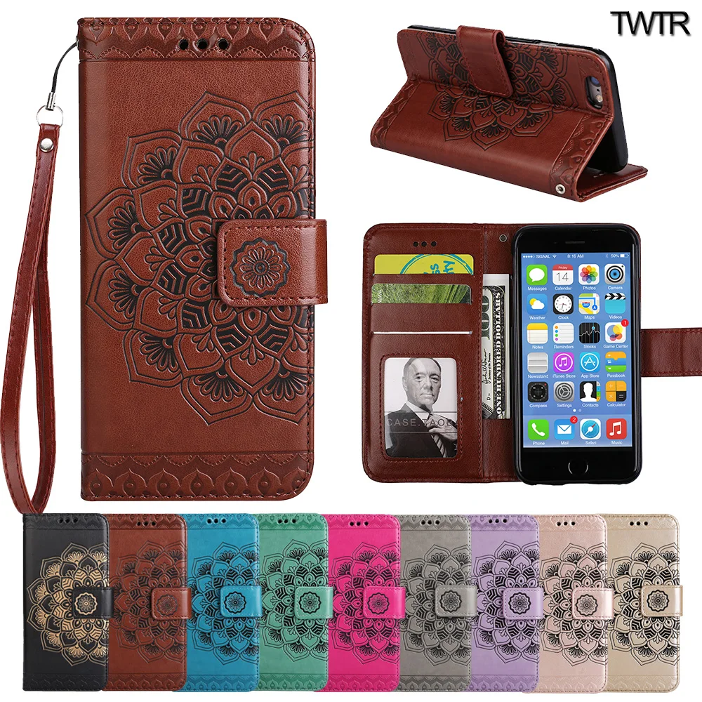Goedkoop Flip Case voor Apple iPhone 6 6 S 4.7 #039; #039;inch Bloemen Case Telefoon lederen Cover voor i Telefoon 6 6 S iPhone6 iPhone6S Portemonnee Telefoon Tas