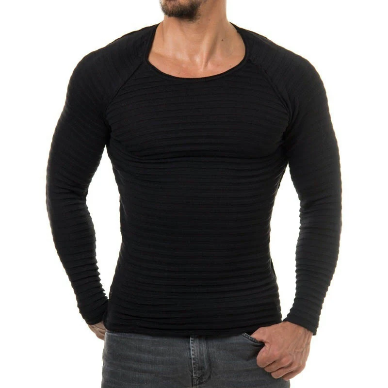 Для мужчин вязаный свитер осень-зима модная брендовая одежда Для мужчин в полоску свитера сплошной Цвет Slim Fit Для мужчин пуловер