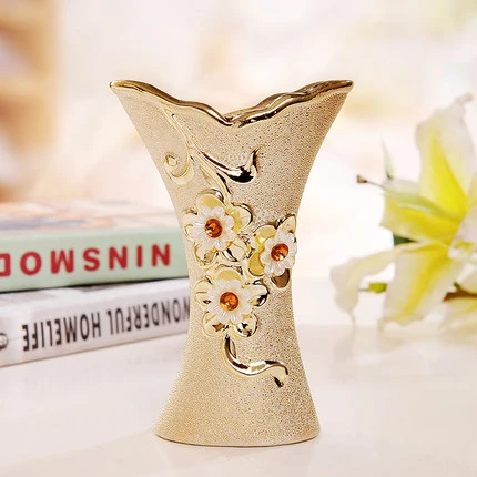 Камея enchase ваза позолоченный цветок держатель смола керамическая ваза для цветов декоративные вазы золотые свадебные украшения покрытая металлом ваза - Цвет: B