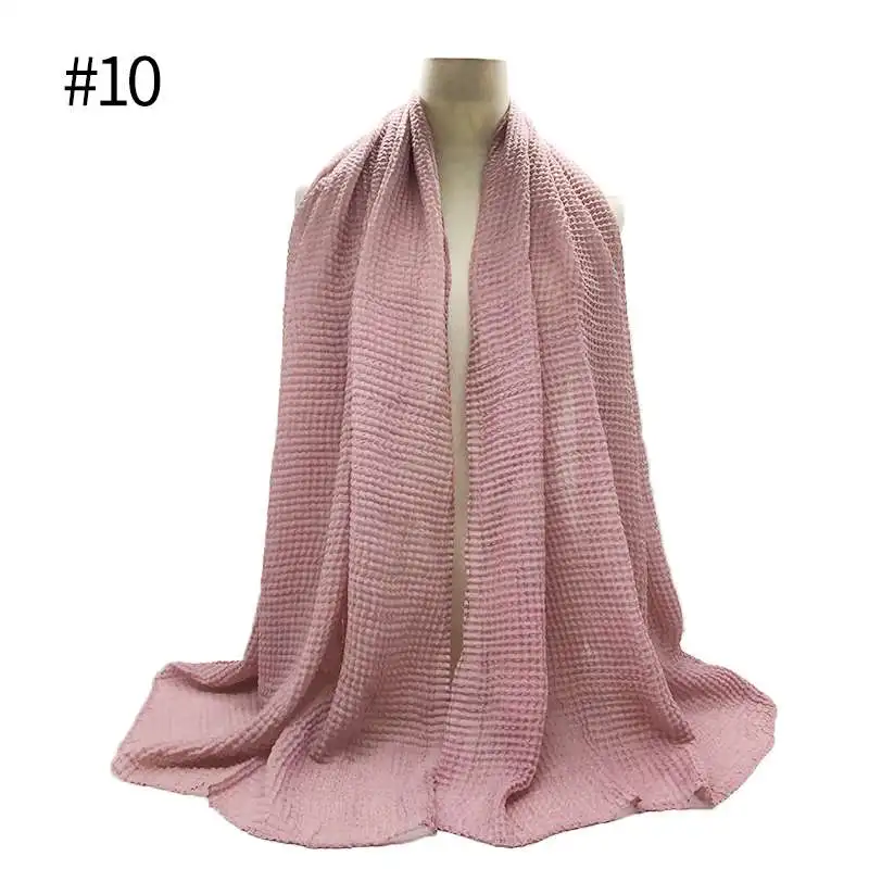 Роскошный женский однотонный жатый шарф вискозный мусульманский платок Хиджабы модный шарф ИД подарки 10 шт./лот 12 цветов Горячая Распродажа Быстрая - Цвет: number 10