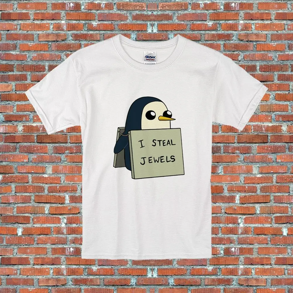 

I Steal Jewels Gunter Adventure Time Penguin TV Show Inspired T-Shirt S-3XL 100% Cotton Short Sleeve O-Neck Tops Tee Shirts 2018