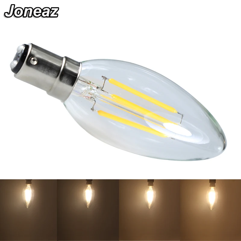 Joneaz 2X bombillas led bombilla de filamento dimmable B15 2 W 4 W 6 W luces de la vela 110 V 220 V dimmer lámpara C35 bulbo de 360 grados 3000 K lámparas Joneaz 2X bombillas led bombilla de filamento dimmable B15 2 W 4 W 6 W luces de la vela 110 V 220 V dimmer lámpara C35 bulbo de 360 grados 3000 K lámparas
