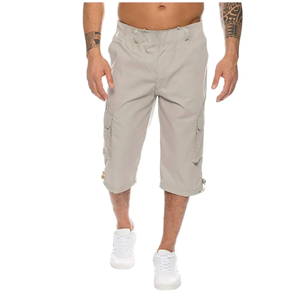 Мужские брюки-карго с несколькими карманами, летние повседневные укороченные уличные брюки, мужские брюки d90702