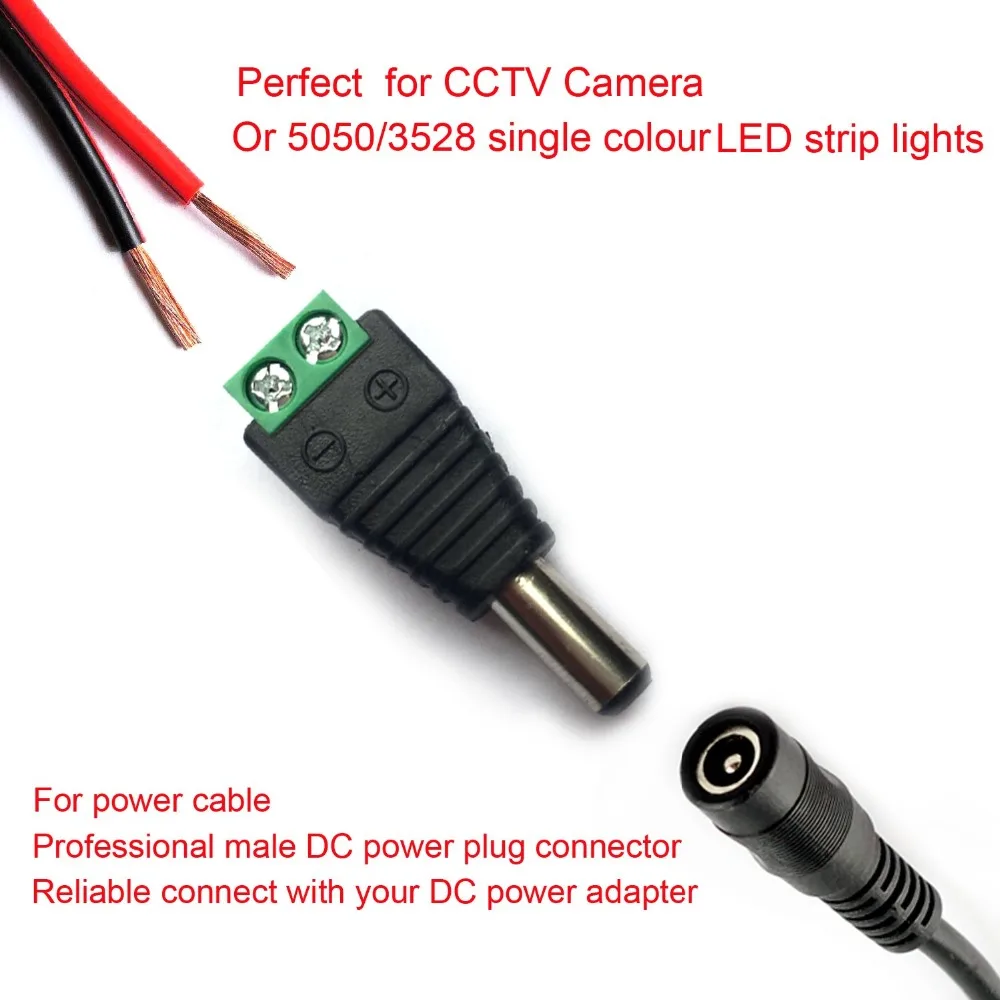 1pair 5.5mm*2.1mm Female Male DC Power Cable Connector Jack Plug Connection For LED Strip CCTV Security Camera Home Applicance