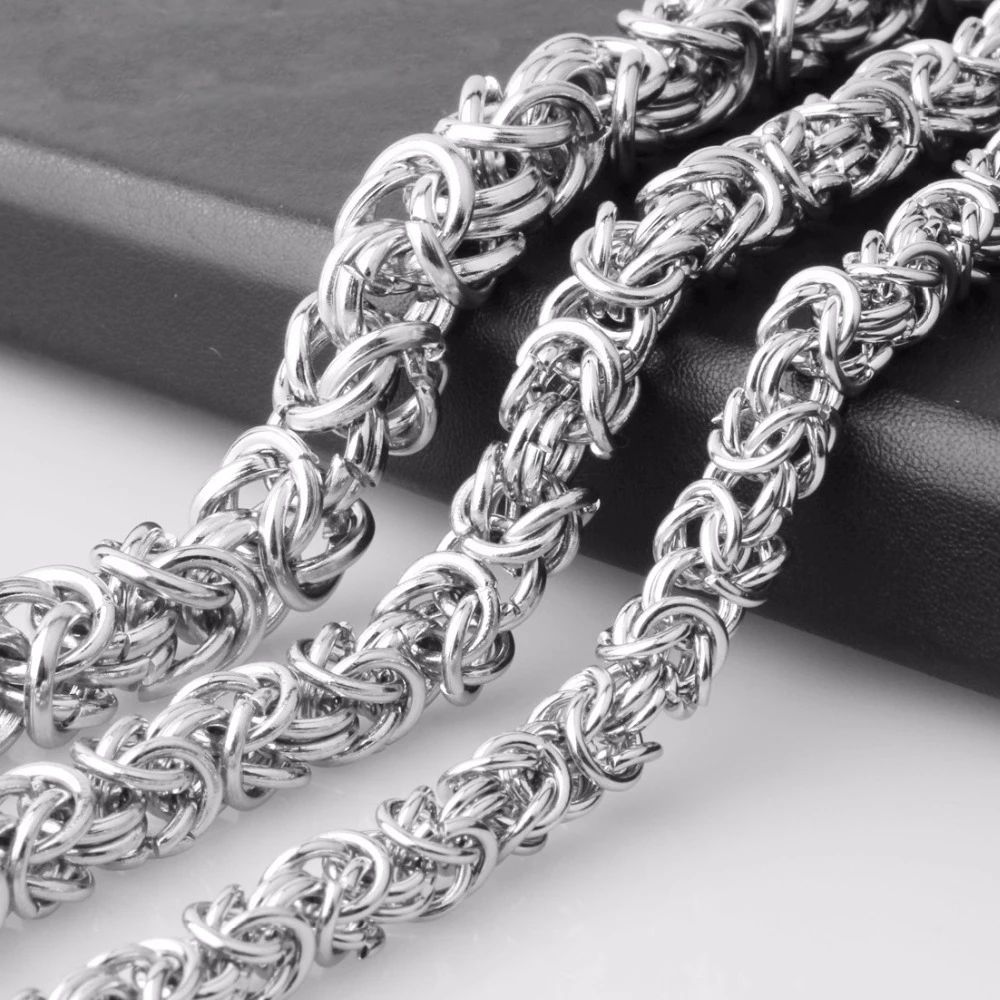 

6mm 8mm 10mm Wide 7-40 Inches Custom Size Men's Cool Stainless Steel Silver Color Round Byzantine Chain Necklace Or Bracelet