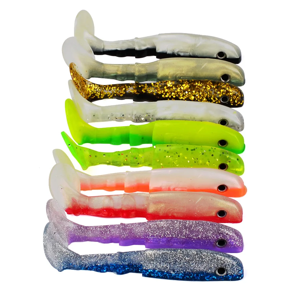 10pcs/Bag 9g/10cm Big T tail Fishing Lure Crank Hook Artificial Bait Soft Plastics Mixed 10