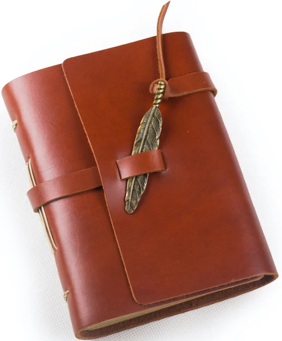 Anciccraft кожаная тетрадь для дневника с винтажным пером A5 A6 пустой выстроились крафт бумага ручной работы с подарочной коробкой - Цвет: Red brown-A6-Lined