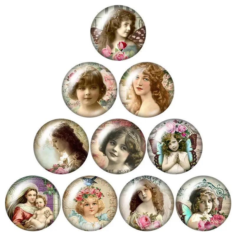 Красавица Винтаж Ангел Baby Дева Мария 10 шт. 12 мм/16 мм/18 мм/25 мм круглое фото стекло