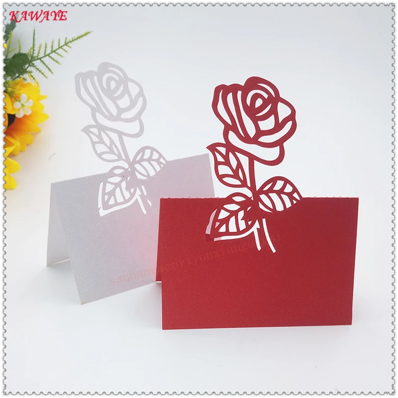 

100pcs Rose Laser Cut Table Cards Romantic Wedding Party Table Name Place Cards Favor Decor Wedding Festival Decoration 7ZZ29