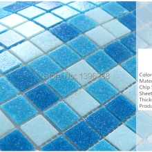 Средиземноморская голубая стеклянная мозаичная плитка, кухонная ванна, бассейн, сад, балкон, наружные обои, наклейка, декор своими руками, LSHM07