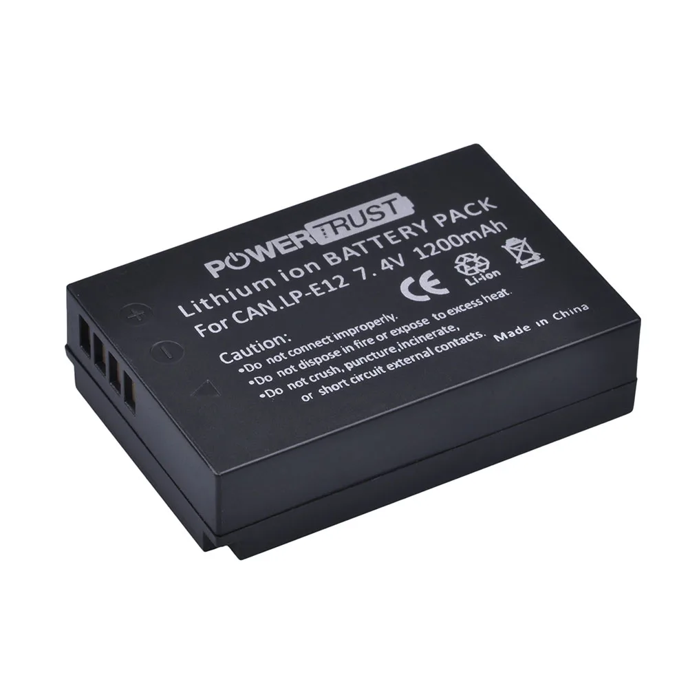 

PowerTrust 1200mAh LP-E12 LP E12 LPE12 Camera Battery For Canon EOS M100 EOS 100D Kiss X7 Rebel SL1 EOS M10 DSLR Batteries