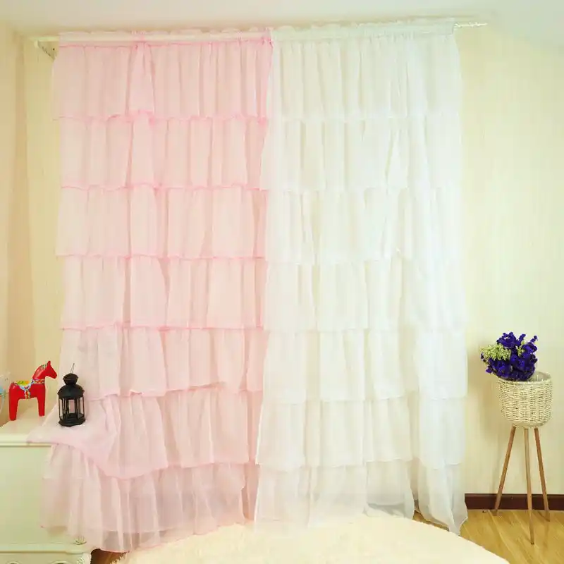 European Sweet Lotus Leaf White Green Yellow And Pink Curtains For