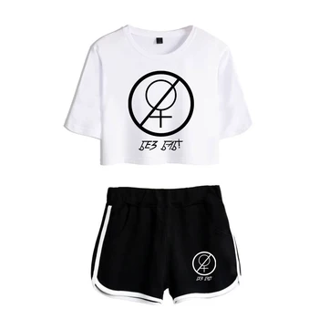 

2019 The new summer trend refuses to let you have a different charm T-shirt printing ladies T-shirt + shorts two-piece suit