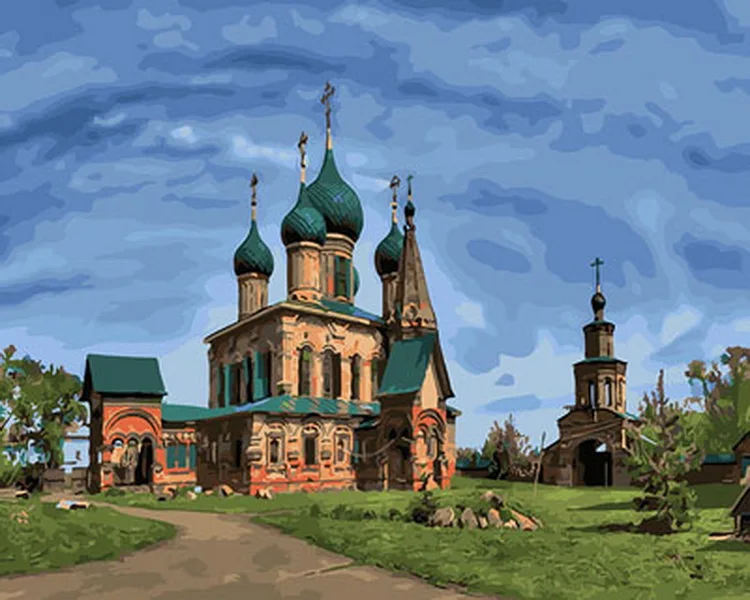 

Unframe diy picture oil paintings by numbers paint by number for home decor canvas painting 5065cm church