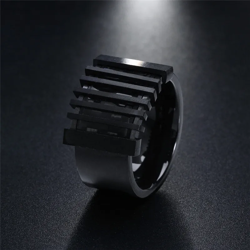 Modyle New Punk Retro Fashion Black Color Men Rings Big Carved Design Rings for Men Male Jewelry Accessories