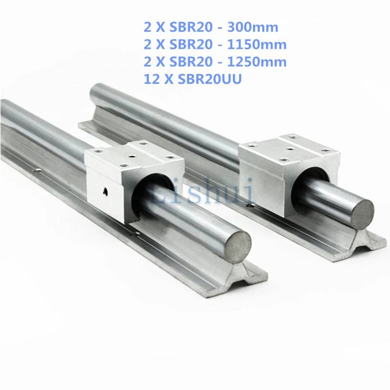 2 X SBR20 L=300/1150/1250mm Linear Rails+12 SBR20UU straight-line motion block for SFU2005 Ball screw (can be cut any length) |