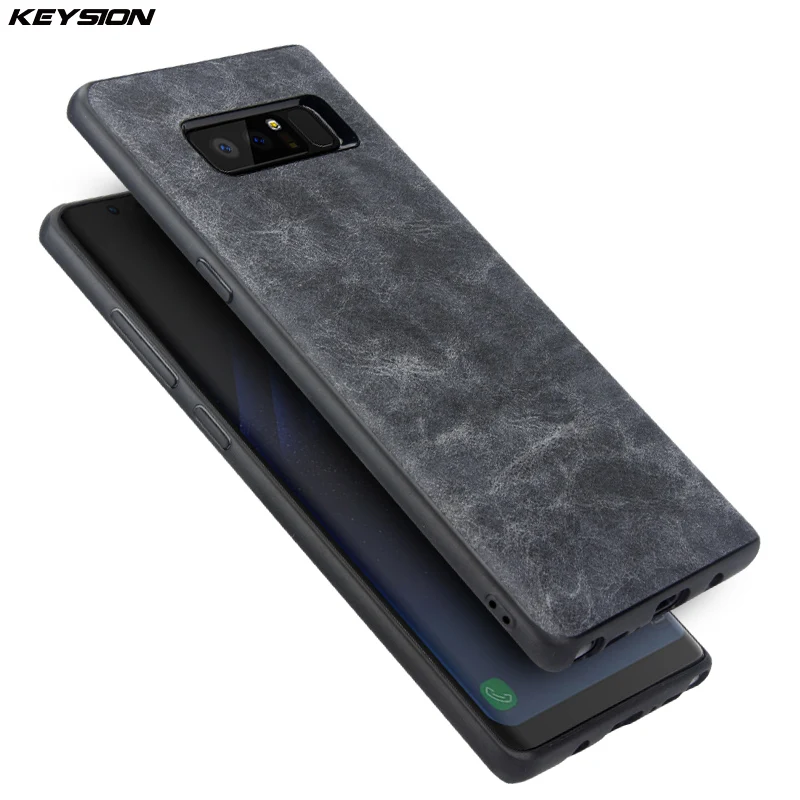 

KEYSION Phone Case for Samsung Galaxy Note 8 Luxury Vintage PU Leather Case TPU silicone Soft Edge Back cover for Samsung N950