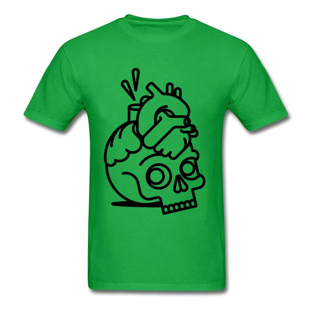 Skull Heart Men On Sale Group Tops T Shirt O Neck Lovers Day All Cotton T-shirts Casual Short Sleeve Sweatshirts Skull Heart green