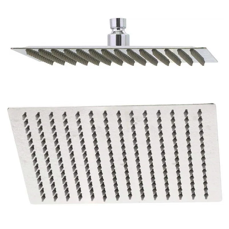 

Ultra-thin 10 Inch Square Rain Shower Head 304 Stainless Steel Luxry Shower Panels Silver Bathroom Accessory Set Bathroom Shower
