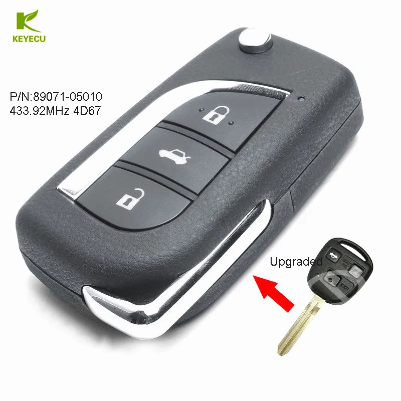 

KEYECU Replacement New Upgraded Remote Key Fob 433.92MHz 4D67 for 2003 2004 2005 2006 2007 2008 Toyota Avensis P/N: 89071-05010