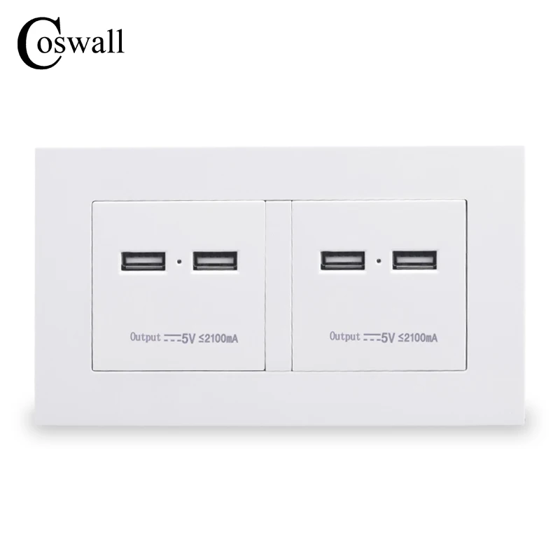 

COSWALL 146 Type Wall Socket 4 USB High Power Charge Port For Mobile 5V 4.2A Output Maximum LED Indicator PC Panel