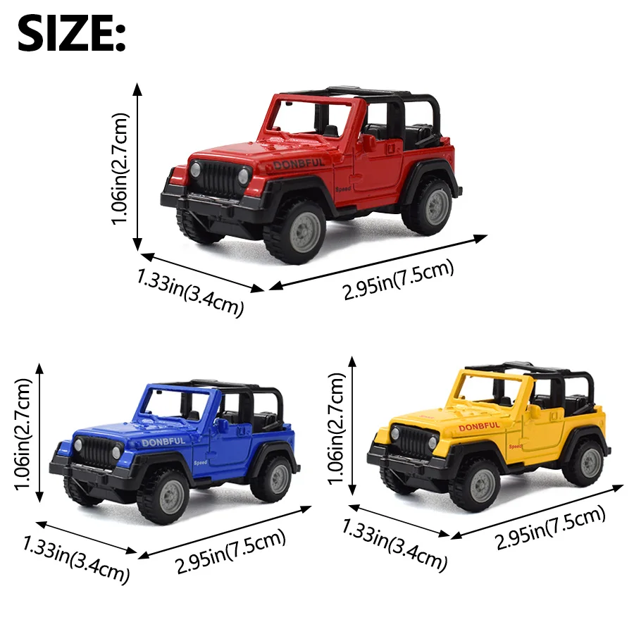 3 Colors Kids Toy Alloy Diecast Jeeps Wrangler Open Top Off Road Vehicles Mini Model Toys For Children Boys Glide Car Toy Gifts
