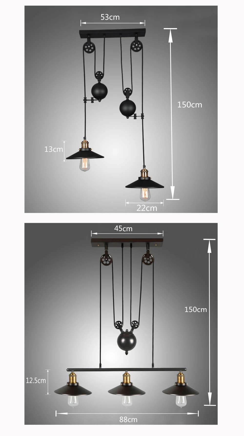 Artpad Регулируемый Винтаж потолка-светло-гладить Pully light Главная Кофе Ресторан Гостиная потолочный светильник E27 Edison ЛАМПЫ