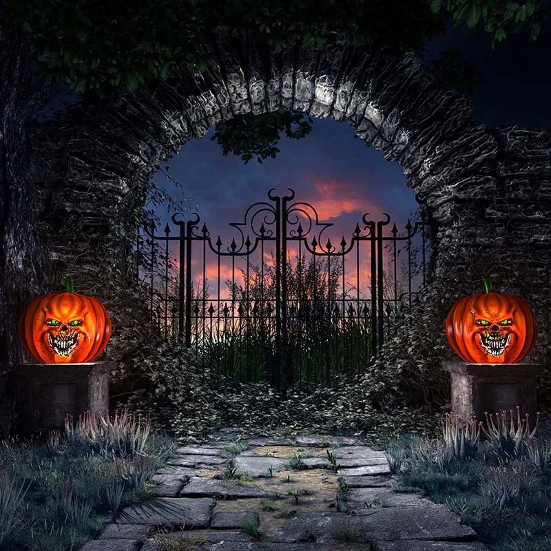 New 5x7ft Thin Vinyl Photo Background For Halloween iron gate Digital