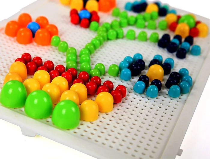 Creative Mosaic Pegboard Mushroom Nail Jigsaw Puzzle with Storage Basket for Children 296pcs