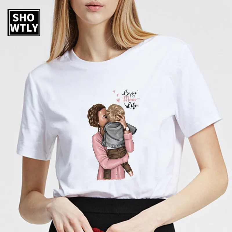 Showtly Love the mom life летняя забавная Женская Футболка женская негабаритная корейская