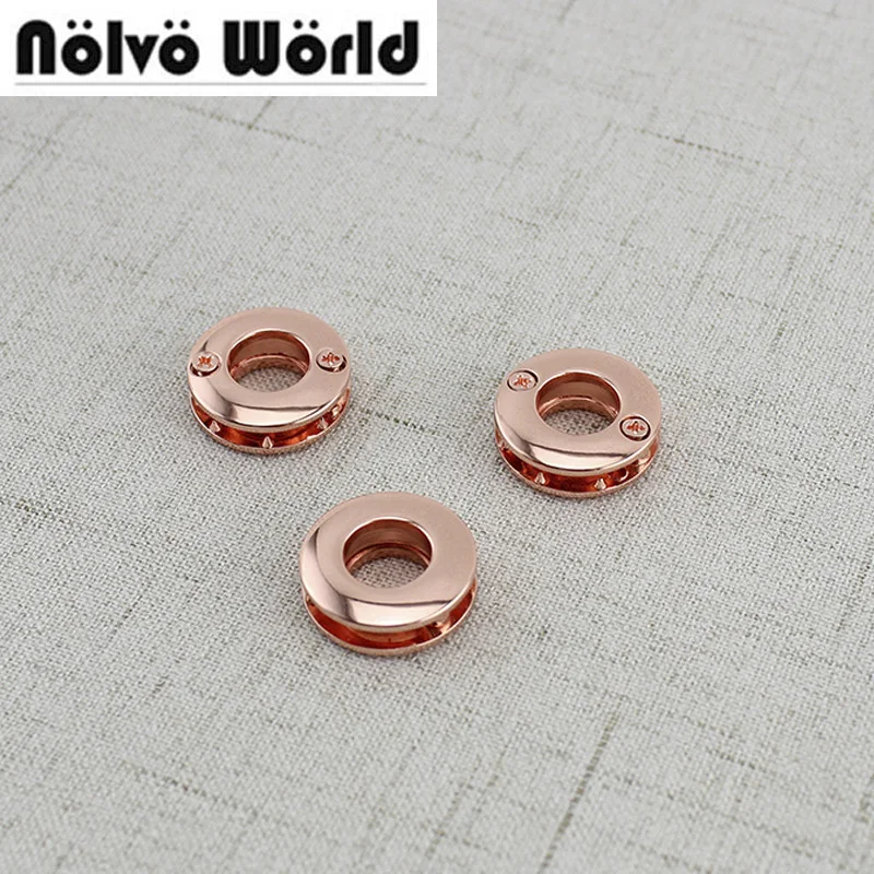 30pcs Rose Gold,Hole 10mm Round 2 Screws Purse Loop Eyelets Grommets