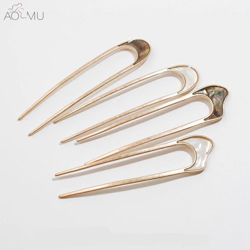 

AOMU Japan Minimalist Alloy Metal Conch Shell Hair Sticks For Women Girl Hairclip Tools Bun Maker Hairpins Headwear