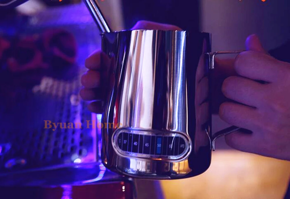 

New stainless steel coffee tools espresso pitcher Milk Pitcher with temperature gauge Foaming Jug